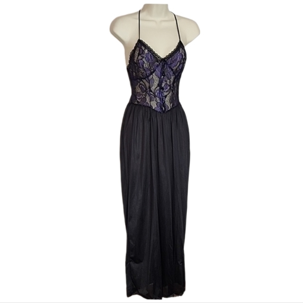 Petra Fashions Slip Dress Lingerie Lace Bodice Purple Size S